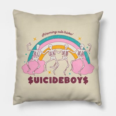 Suicideboys Spooky Dancing Skelton Vintage Rainbow Throw Pillow Official Suicide Boys Merch