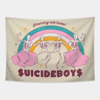 Suicideboys Spooky Dancing Skelton Vintage Rainbow Tapestry Official Suicide Boys Merch