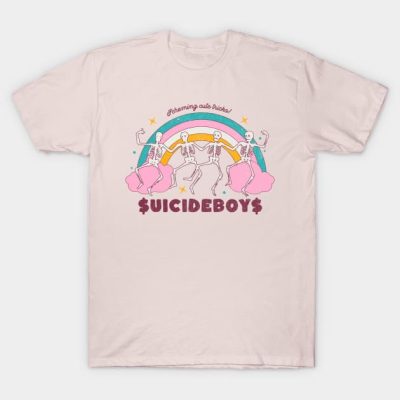 Suicideboys Spooky Dancing Skelton Vintage Rainbow T-Shirt Official Suicide Boys Merch